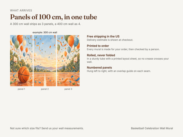 Watercolor Basketball Celebration Wall Mural, image 8