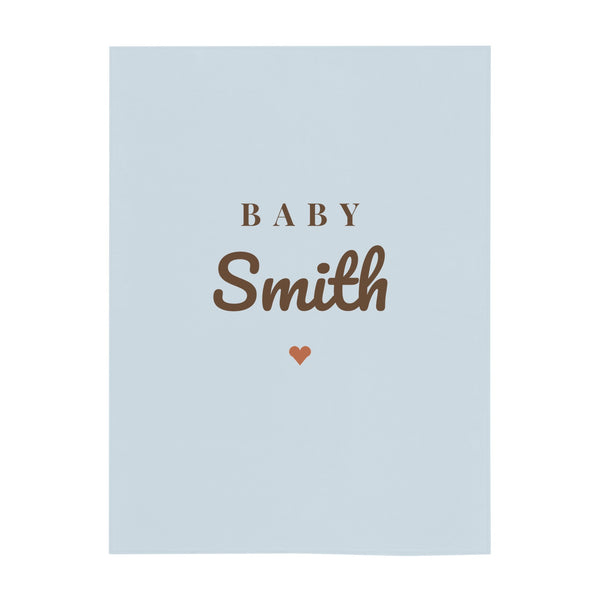Baby Surname minky baby blanket in sky