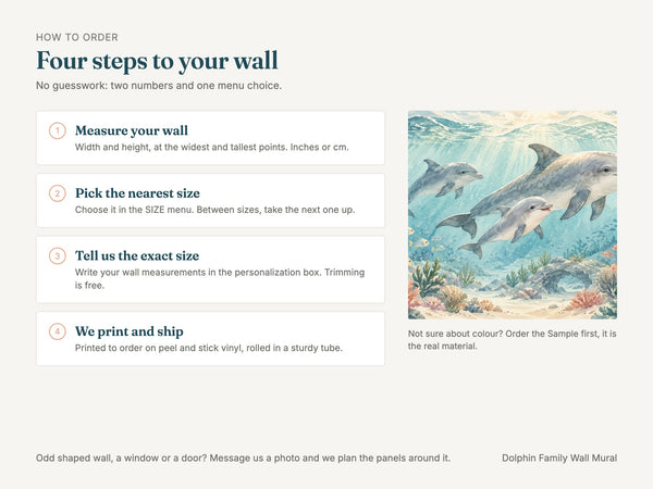 Watercolor Dolphin Family Ocean Wall Mural, image 6