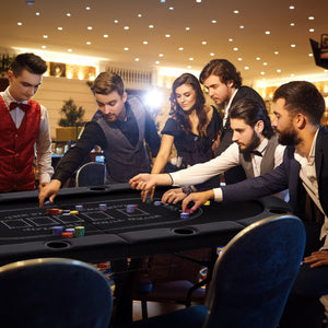 72 Inch Foldable Poker Table for 8 Players Portable Oval Card Board Game Table