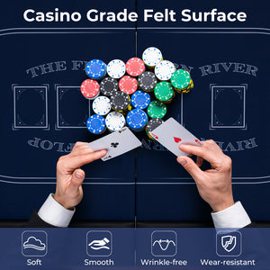 72 Inch Foldable Poker Table for 8 Players Portable Oval Card Board Game Table