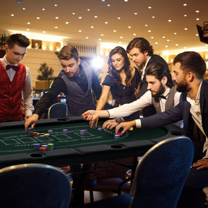 72 Inch Foldable Poker Table for 8 Players Portable Oval Card Board Game Table