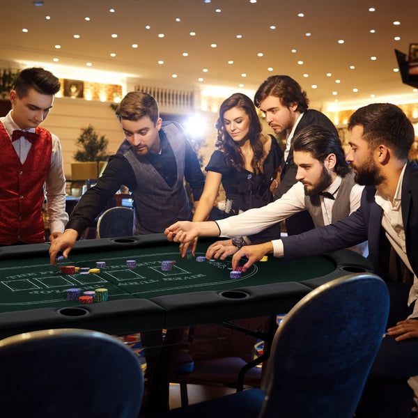 72 Inch Foldable Poker Table for 8 Players Portable Oval Card Board Game Table