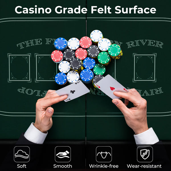 72 Inch Foldable Poker Table for 8 Players Portable Oval Card Board Game Table