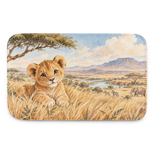 Lion Cub Safari kids bath mat, full view of the printed design