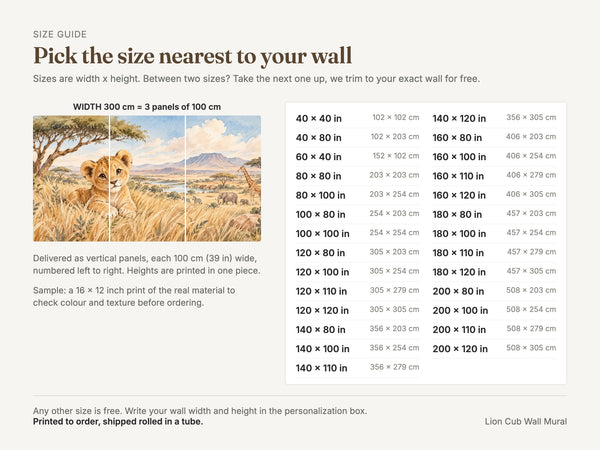 Watercolor Lion Cub Safari Wall Mural, image 5