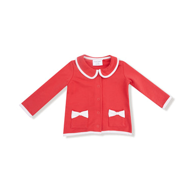 Varsity - Red - Tweed Style Jacket with Bow Pockets