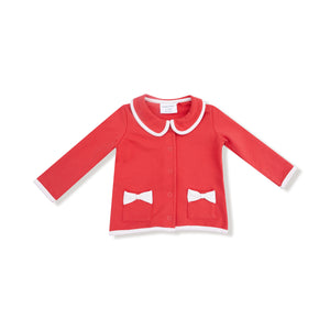 Varsity - Red - Tweed Style Jacket with Bow Pockets
