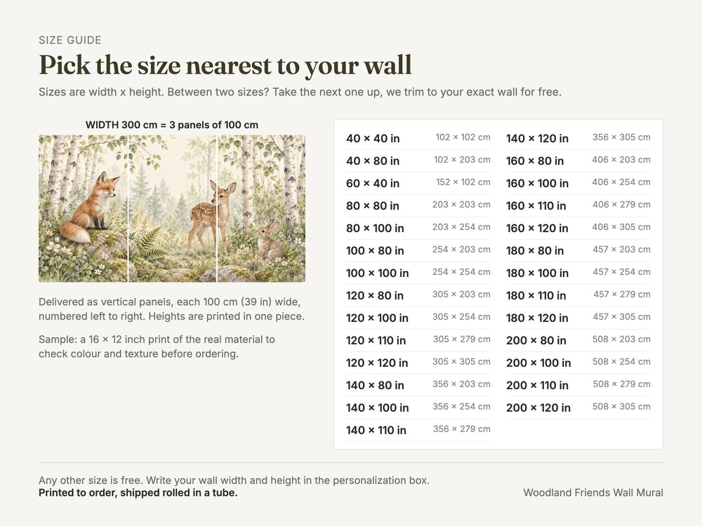 Watercolor Woodland Friends Wall Mural, image 1