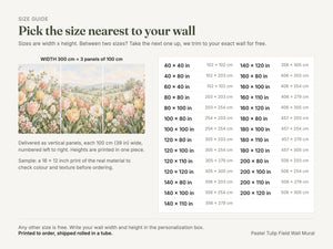 Watercolor Pastel Tulip Field Wall Mural, image 4