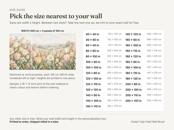 Watercolor Pastel Tulip Field Wall Mural, image 4