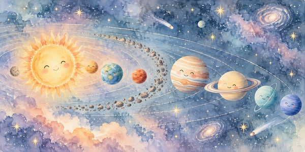 Watercolor Pastel Planets Wall Mural, image 3