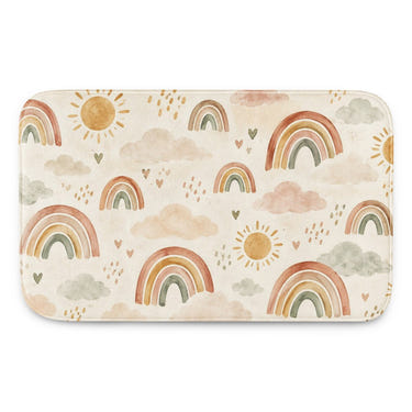 Little Rainbows Pattern kids bath mat, full view of the printed design