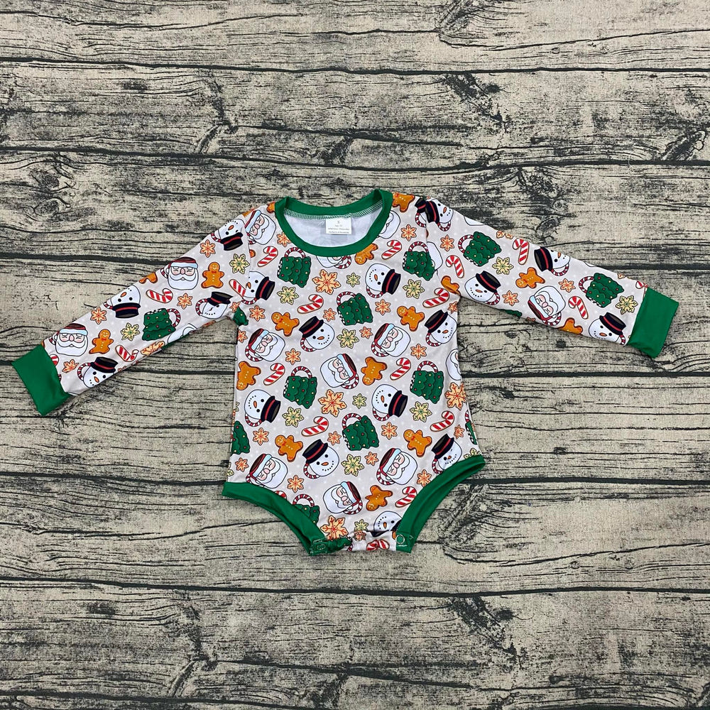 Cookies and candycane long sleeve leotard for babies, perfect for festive occasions and everyday wear.
