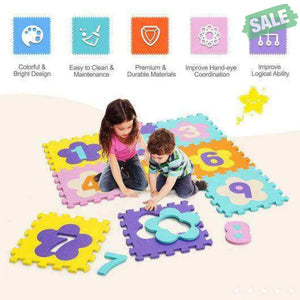 75 Pieces Baby Foam Interlocking Play Mat with Fence with Detachable Numbers Baby Gyms & Playmats