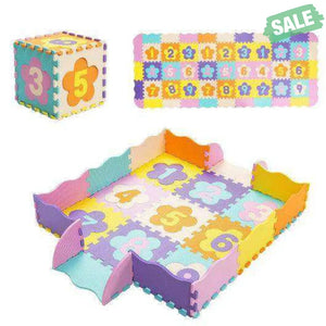 75 Pieces Baby Foam Interlocking Play Mat with Fence with Detachable Numbers Baby Gyms & Playmats