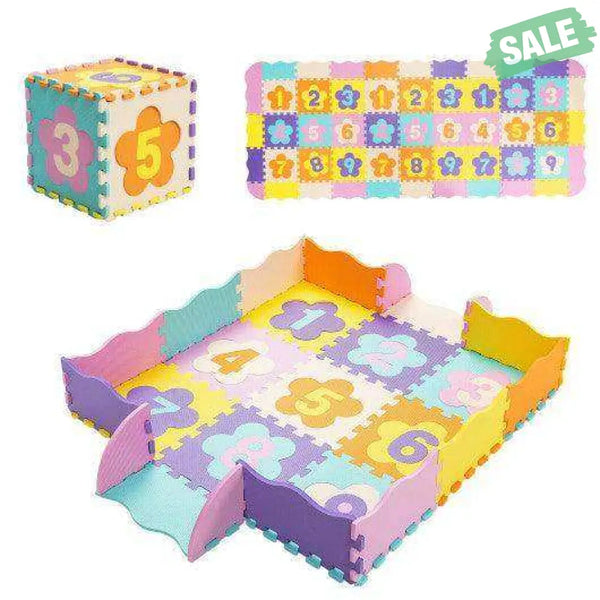 75 Pieces Baby Foam Interlocking Play Mat with Fence with Detachable Numbers Baby Gyms & Playmats