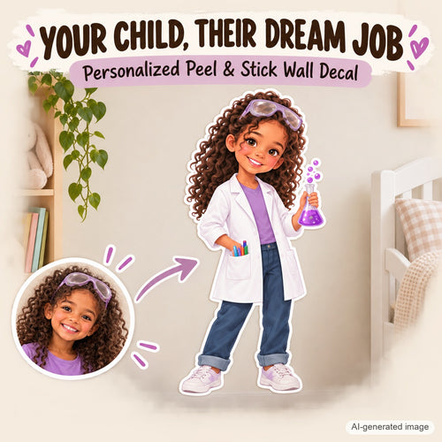 Personalized Scientist Wall Decal from Photo, Dream Job Sticker, image 1
