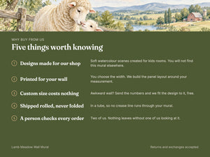 Watercolor Lamb Meadow Farm Wall Mural, image 10