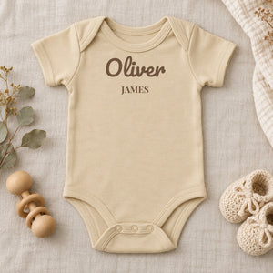 First and Middle Name baby bodysuit in natural