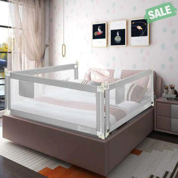 76.8 Inch Baby Bed Rail with Double Safety Child Lock-Gray Bed Rails