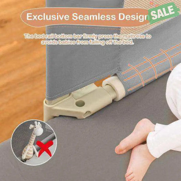 76.8 Inch Baby Bed Rail with Double Safety Child Lock-Gray Bed Rails