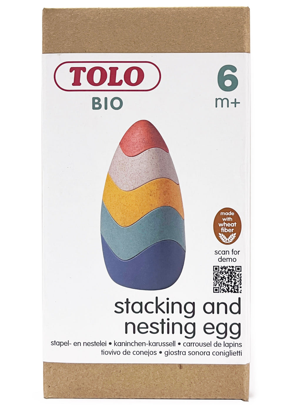 Colorful TOLO stacking and nesting egg set for early learning development in babies.