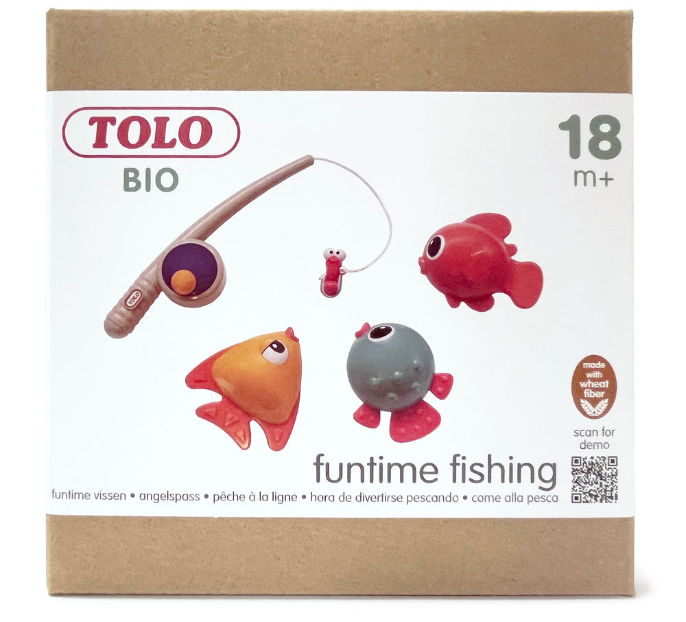 Funtime Fishing Set by TOLO - engaging early learning toy for babies, featuring colorful fish and a fishing rod.