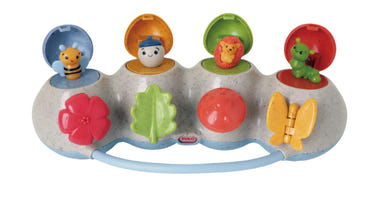 Woodland Pop Up early learning toy for babies, featuring colorful animals and interactive play elements.