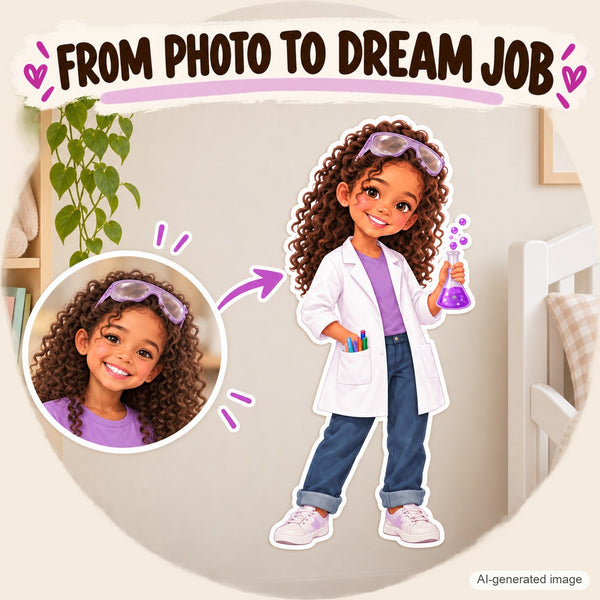 Personalized Scientist Wall Decal from Photo, Dream Job Sticker, image 3