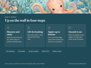 Watercolor Friendly Octopus Ocean Wall Mural, image 9