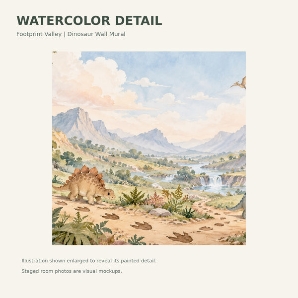 Watercolor Footprint Valley Dinosaur Wall Mural, image 4