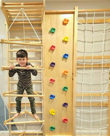 Wooden climbing add-on ladder attachment for Walnut, Neem & Betula baby products, perfect for indoor play.