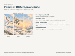 Watercolor Birds and Biplane Wall Mural, image 8