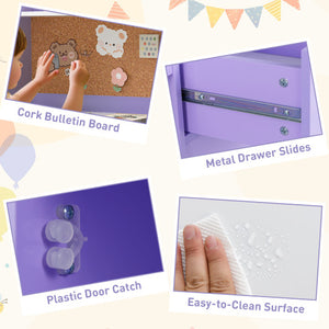 Kids Study Desk and Chair Set Student Table and Chair-Purple