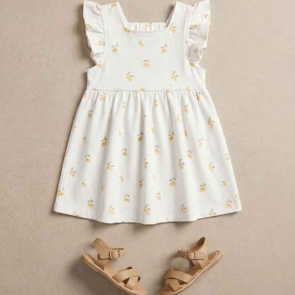 Organic Cutout Back Dress - Lemons