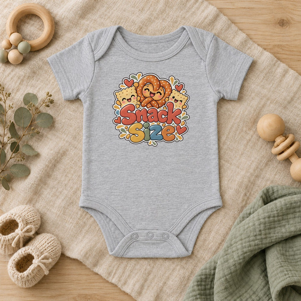 Snack Size baby bodysuit in white