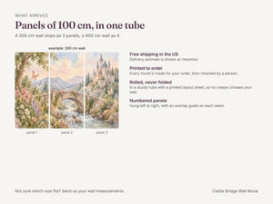 Watercolor Castle Bridge Fairy Tale Wall Mural, image 8