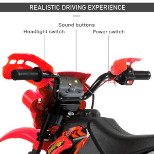 Kids' 6V Electric Ride-On Motorcycle with Training Wheels – Red