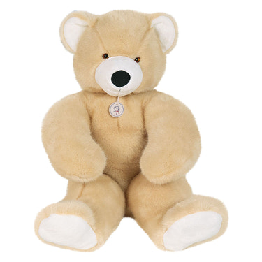 MARTIN Beige Plush Bear (80 cm) - Soft, cuddly toy made in France, perfect for babies and toddlers.