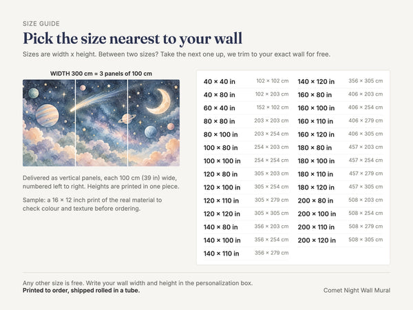 Watercolor Comet Night Wall Mural, image 5