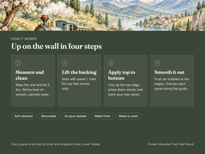 Watercolor Flower Meadow Train Wall Mural, image 9