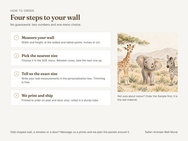 Watercolor Safari Animals Wall Mural, image 3