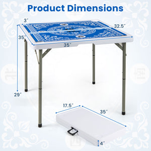 35 Inch 4 Player Game Card Folding Mahjong Table with Cup Holders