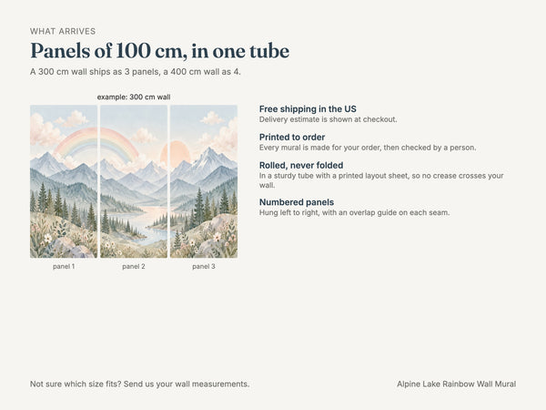 Watercolor Alpine Lake Rainbow Wall Mural, image 7