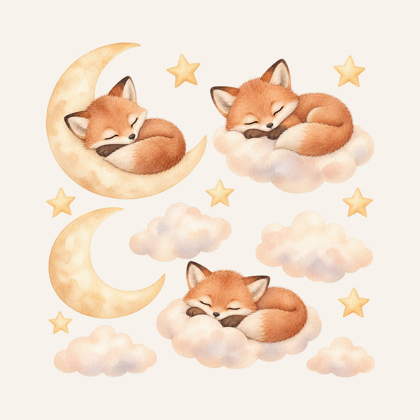 Sleeping Fox Moon and Clouds Wall Decals, Set of 15, image 3