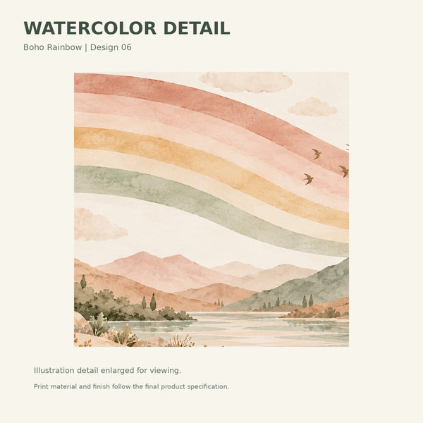 Watercolor Wavy Rainbow Lake Wall Mural, image 3