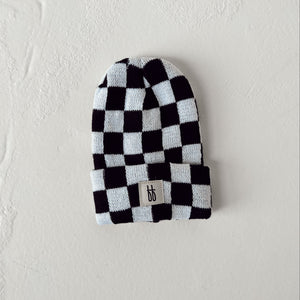 ff Knit Beanie  | Black + White Checkerboard