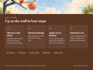 Watercolor Swish Hoop Basketball Wall Mural, image 9