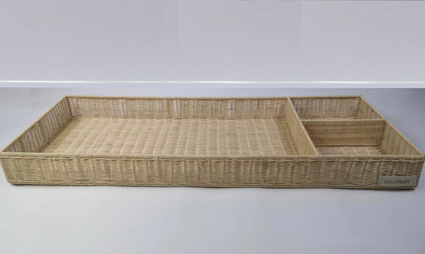 LELLBABY™ X Hampton BABY Rattan Wicker Changing Tray Premier Plus+ at angle 6, stylish and functional baby accessory.